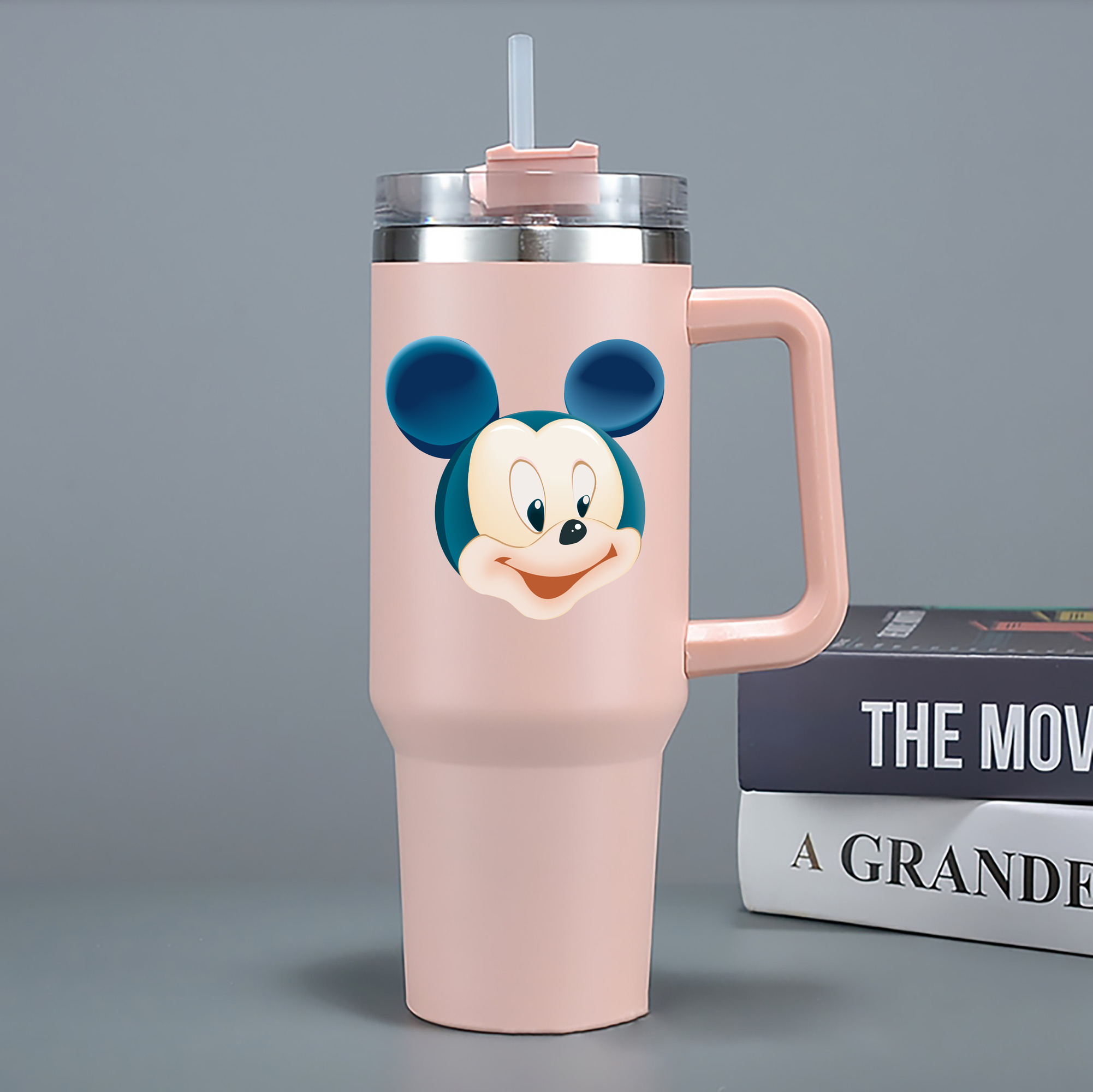 （画像用） ミッキーマウス Mickey Mouse 1200mL車用タンブラー - クリスタルステッカー（プラスチックストロー付き）